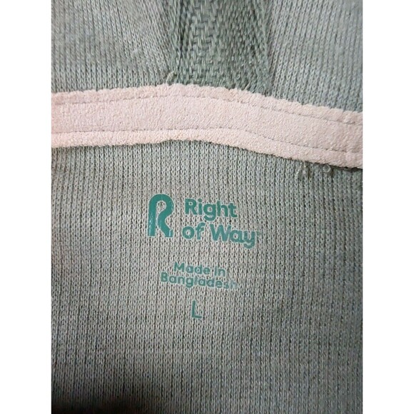 Right Of Way Mens Green Kangaroo Zip Pocket Hoodie Size Large - Picture 5 of 11